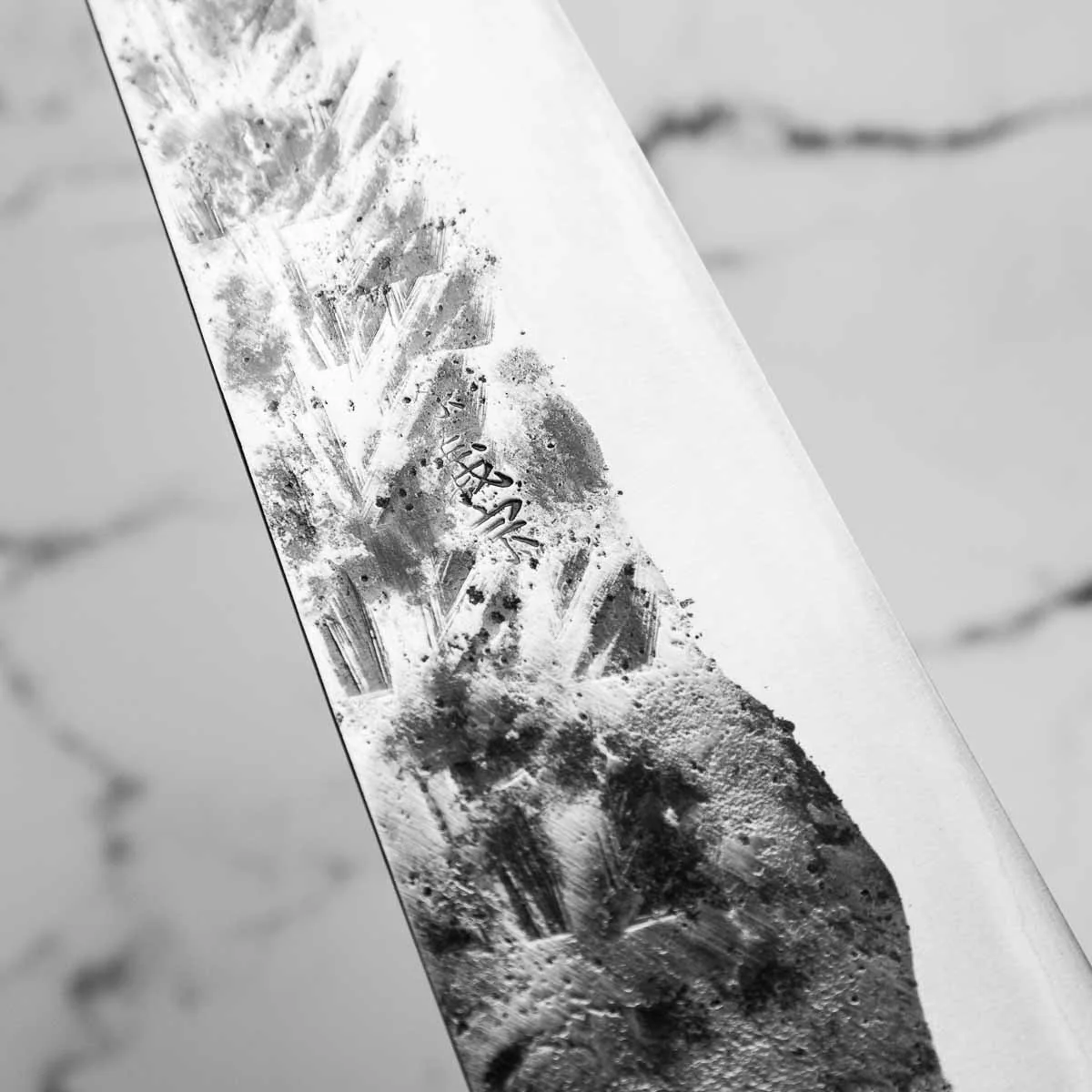 Kawamura White 1 SS Clad Tsuchime Gyuto 210mm - Dark Maple - Image 5