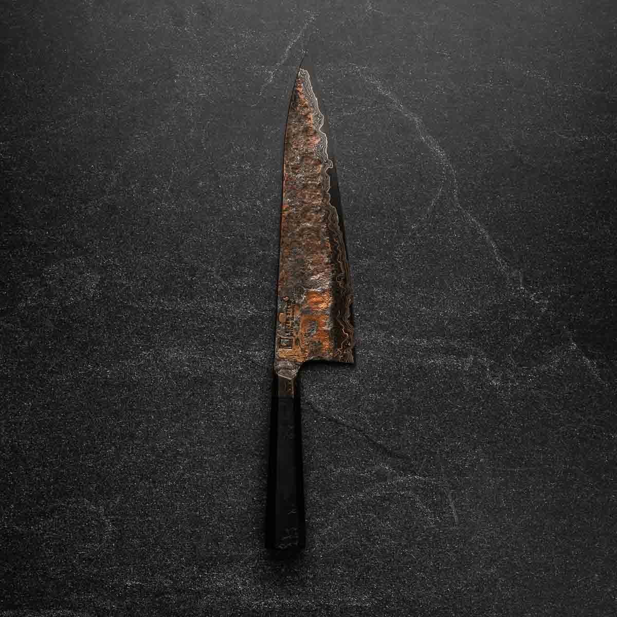 Leszek Sikon 100 Layer Copper Damascus Gyuto 240mm - Image 3