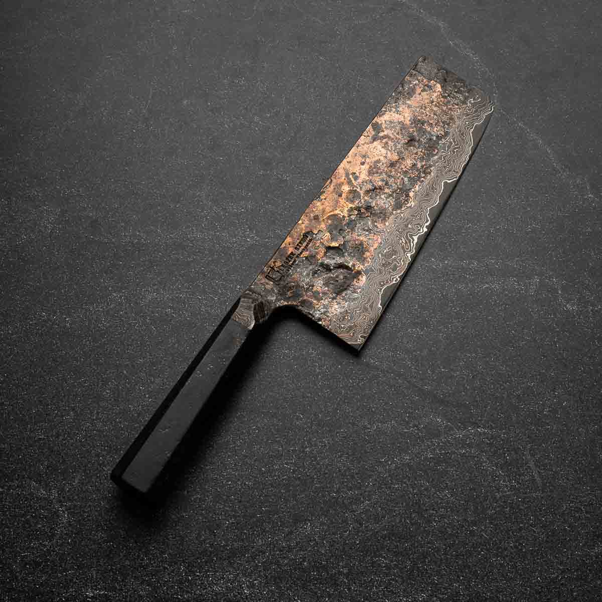 Leszek Sikon 100 Layer Copper Damascus Nakiri 185mm - Image 2