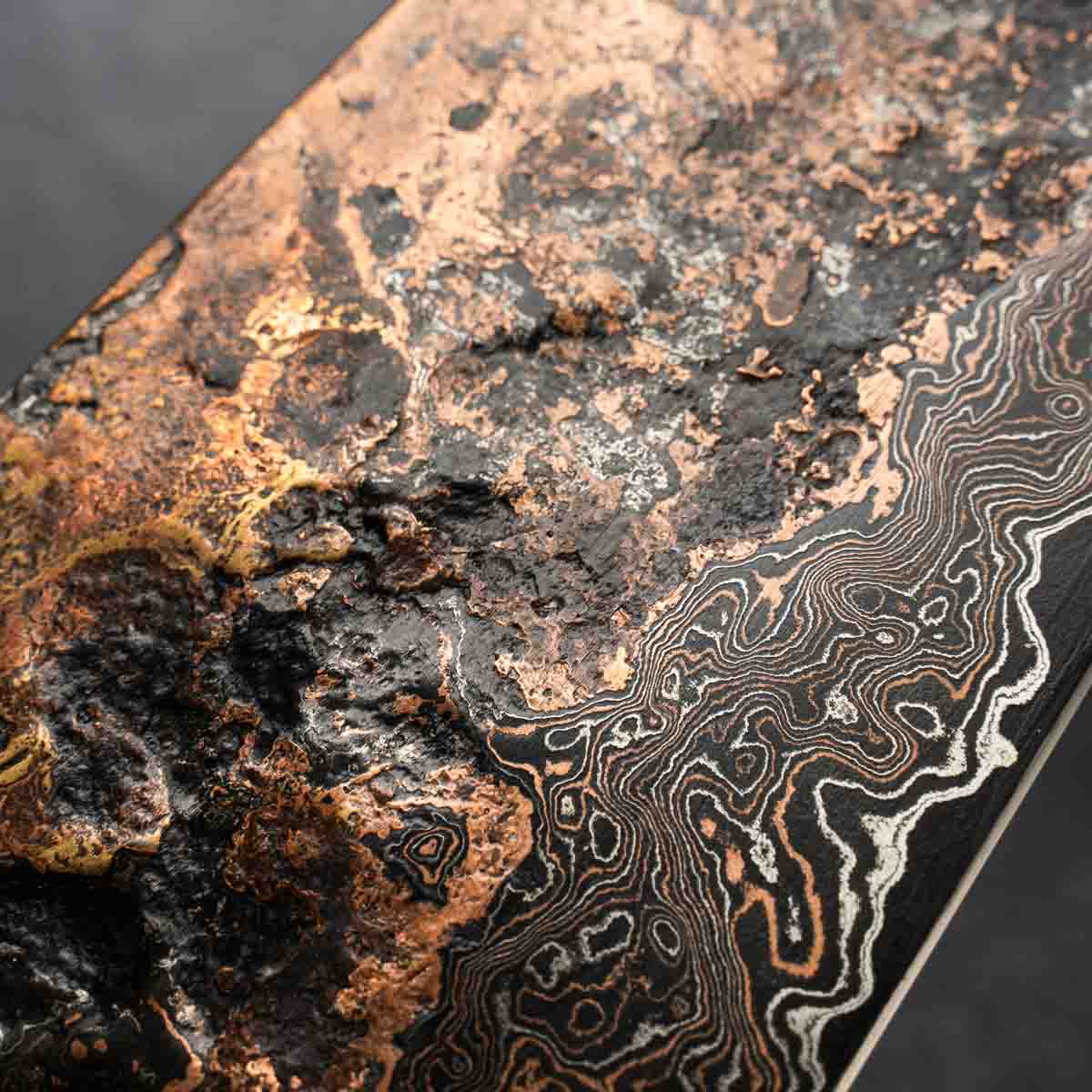 Leszek Sikon 100 Layer Copper Damascus Nakiri 185mm - Image 6