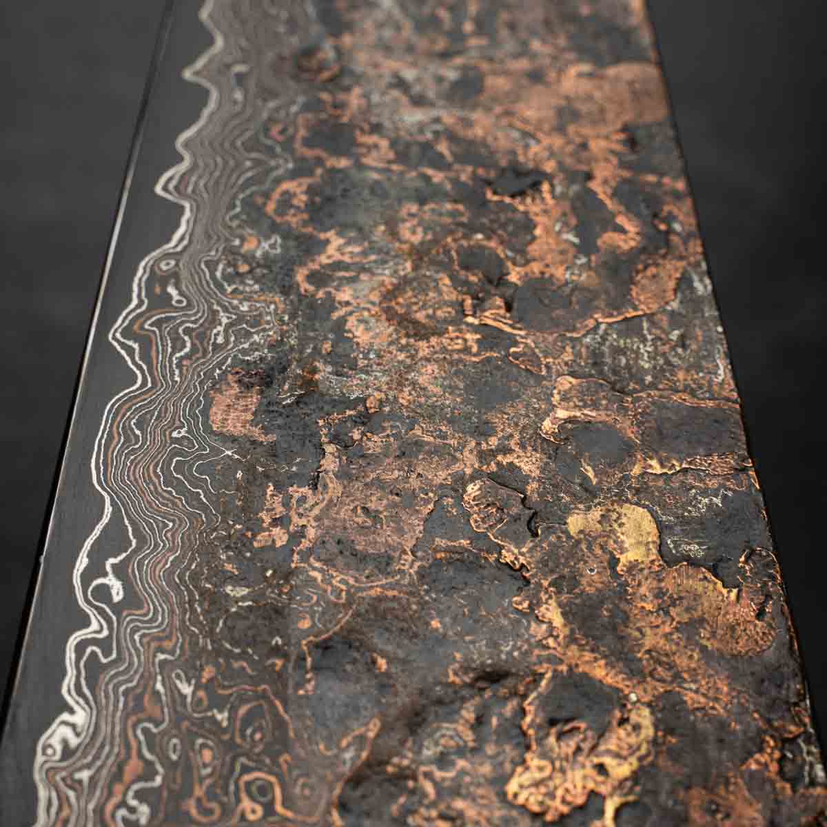 Leszek Sikon 100 Layer Copper Damascus Nakiri 185mm - Image 9