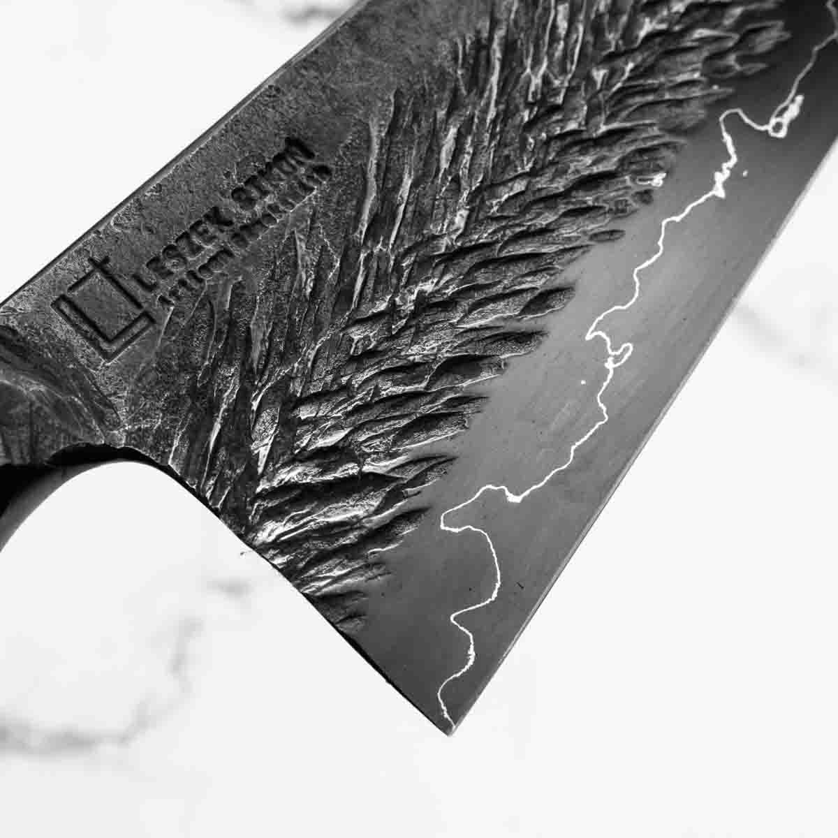 Leszek Sikon Hammer S Grind Gyuto - Dyed Maple - Image 3