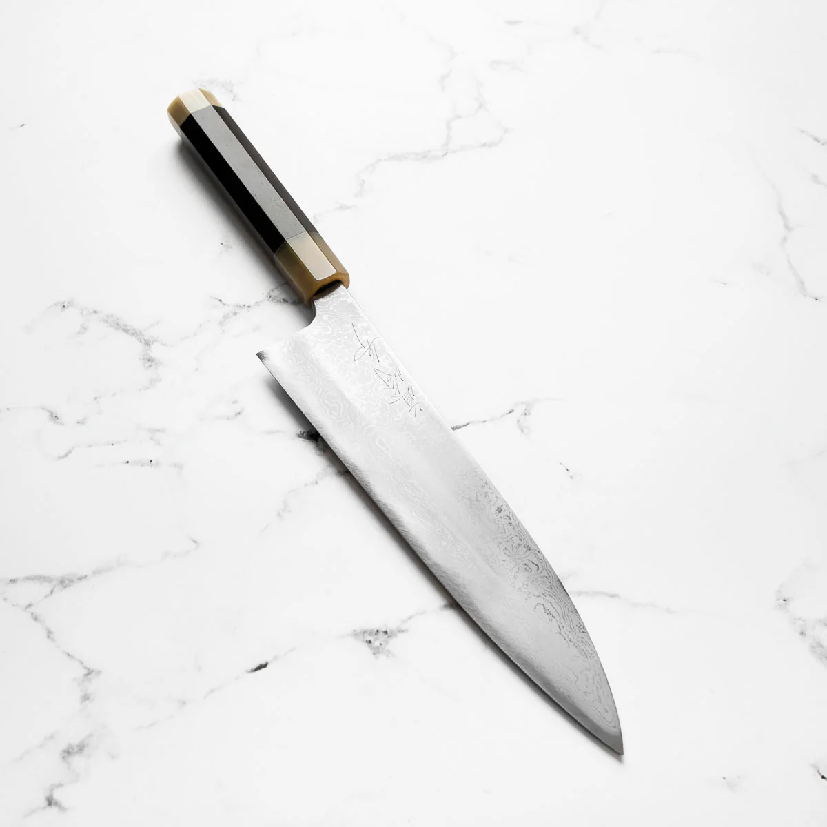 Mazaki Blue 2 Hon-Sanmai Damascus Gyuto 240mm - Image 7