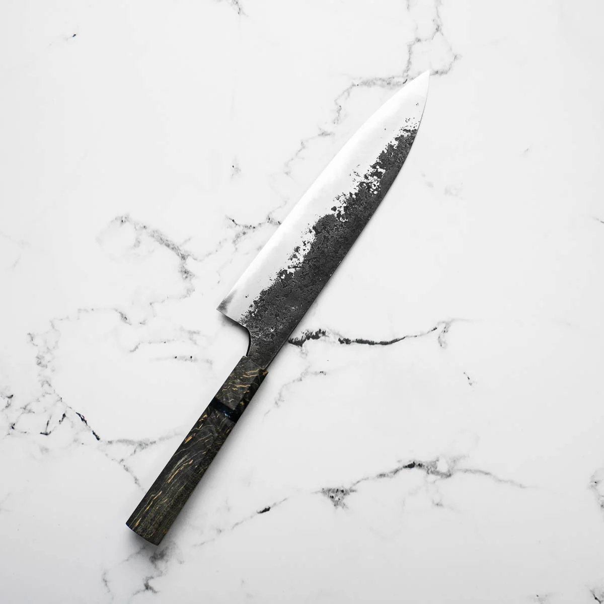 Mazaki White 2 Nashiji Gyuto 210mm - Dark Maple - Image 2