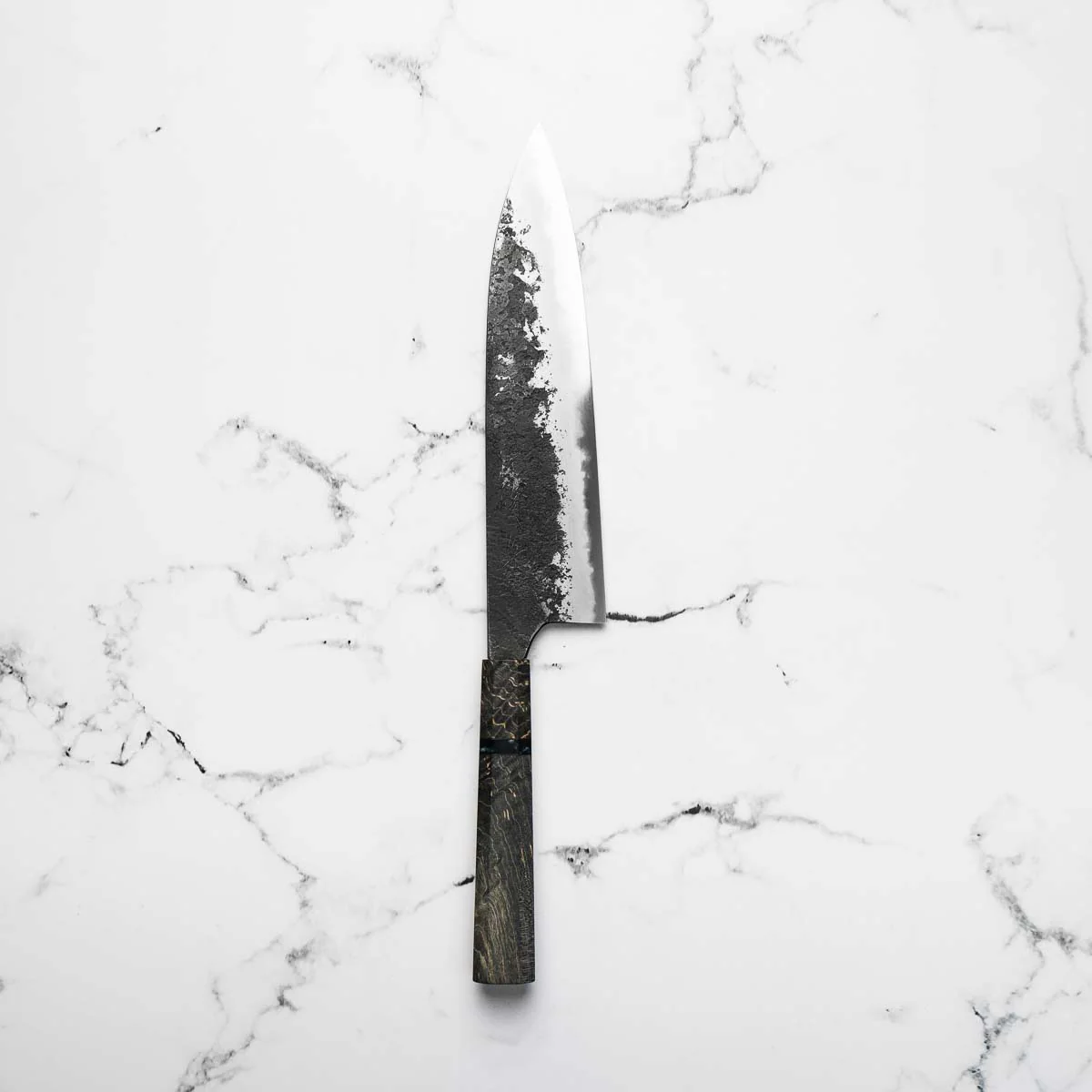 Mazaki White 2 Nashiji Gyuto 210mm - Dark Maple - Image 3