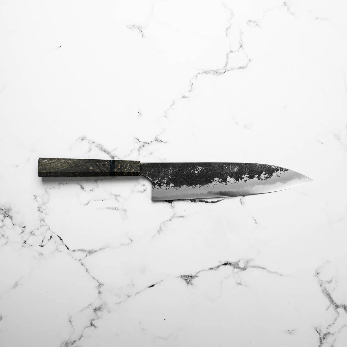 Mazaki White 2 Nashiji Gyuto 210mm - Dark Maple - Image 4