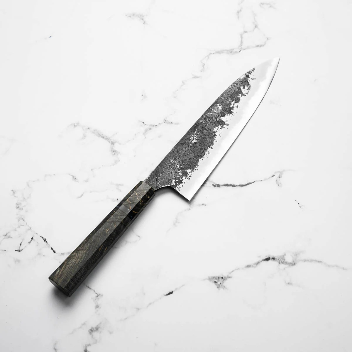 Mazaki White 2 Nashiji Gyuto 210mm - Dark Maple - Image 5
