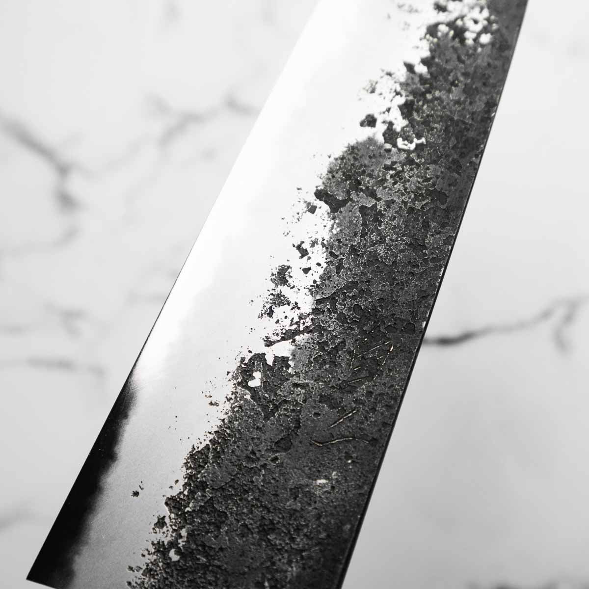 Mazaki White 2 Nashiji Gyuto 210mm - Dark Maple - Image 6