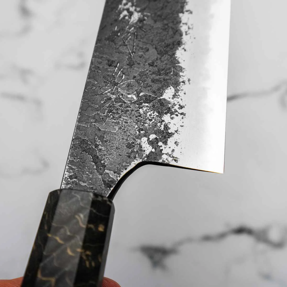 Mazaki White 2 Nashiji Gyuto 210mm - Dark Maple - Image 7