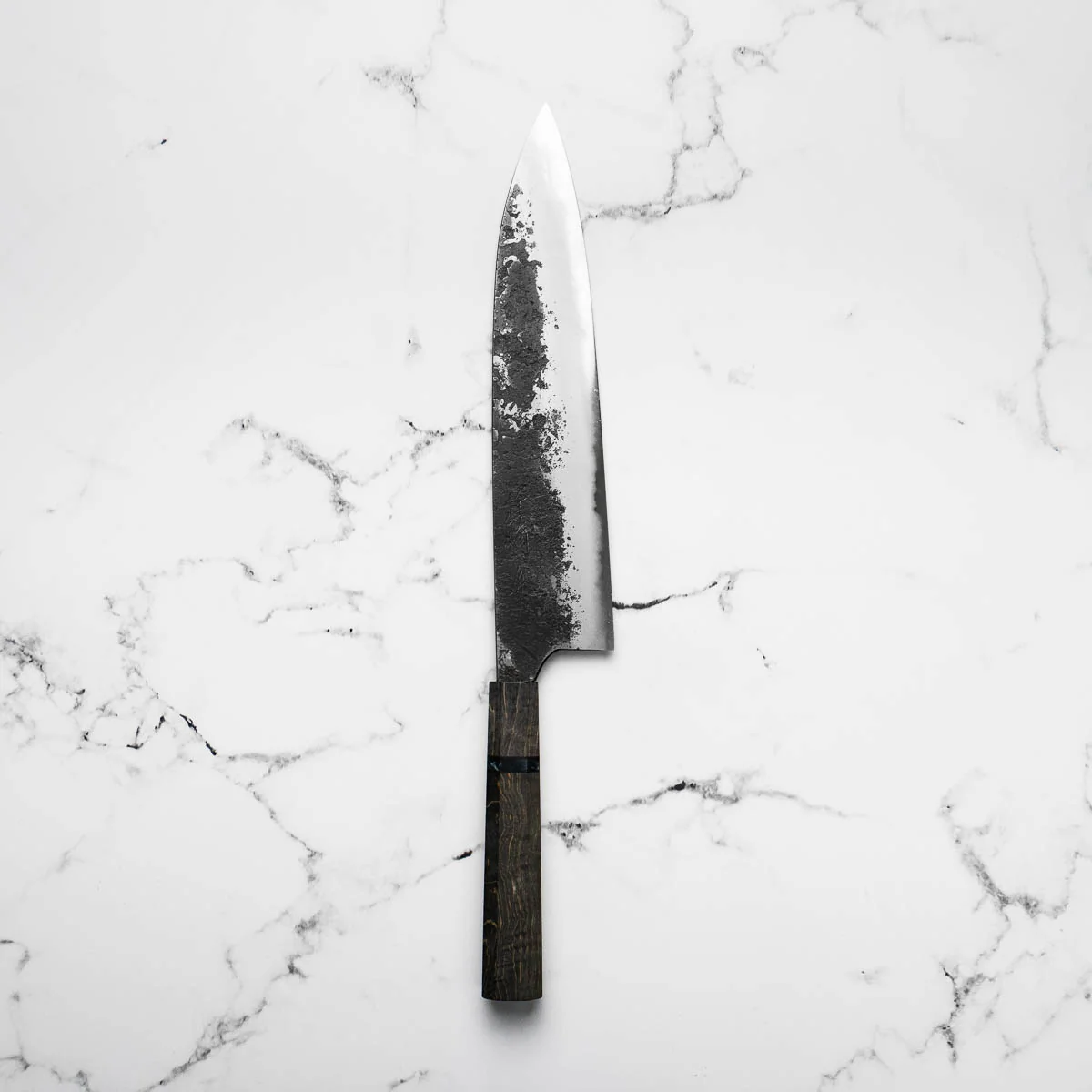Mazaki White 2 Nashiji Gyuto 240mm - Dark Maple - Image 3
