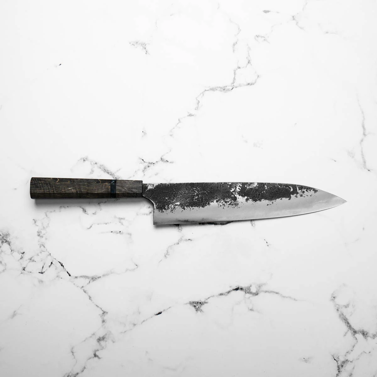 Mazaki White 2 Nashiji Gyuto 240mm - Dark Maple - Image 4