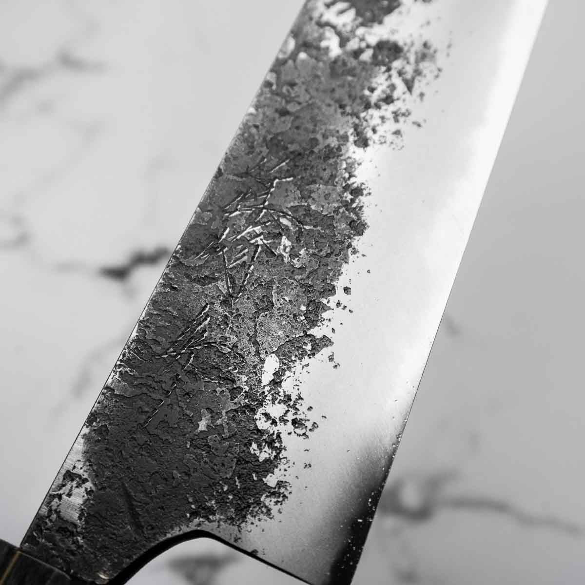 Mazaki White 2 Nashiji Gyuto 240mm - Dark Maple - Image 5