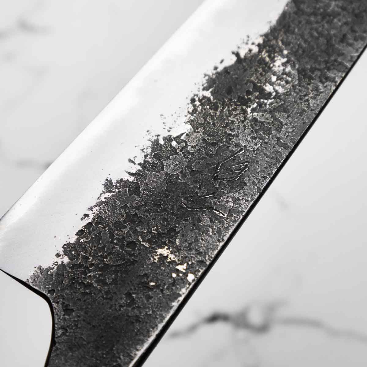 Mazaki White 2 Nashiji Gyuto 240mm - Dark Maple - Image 6