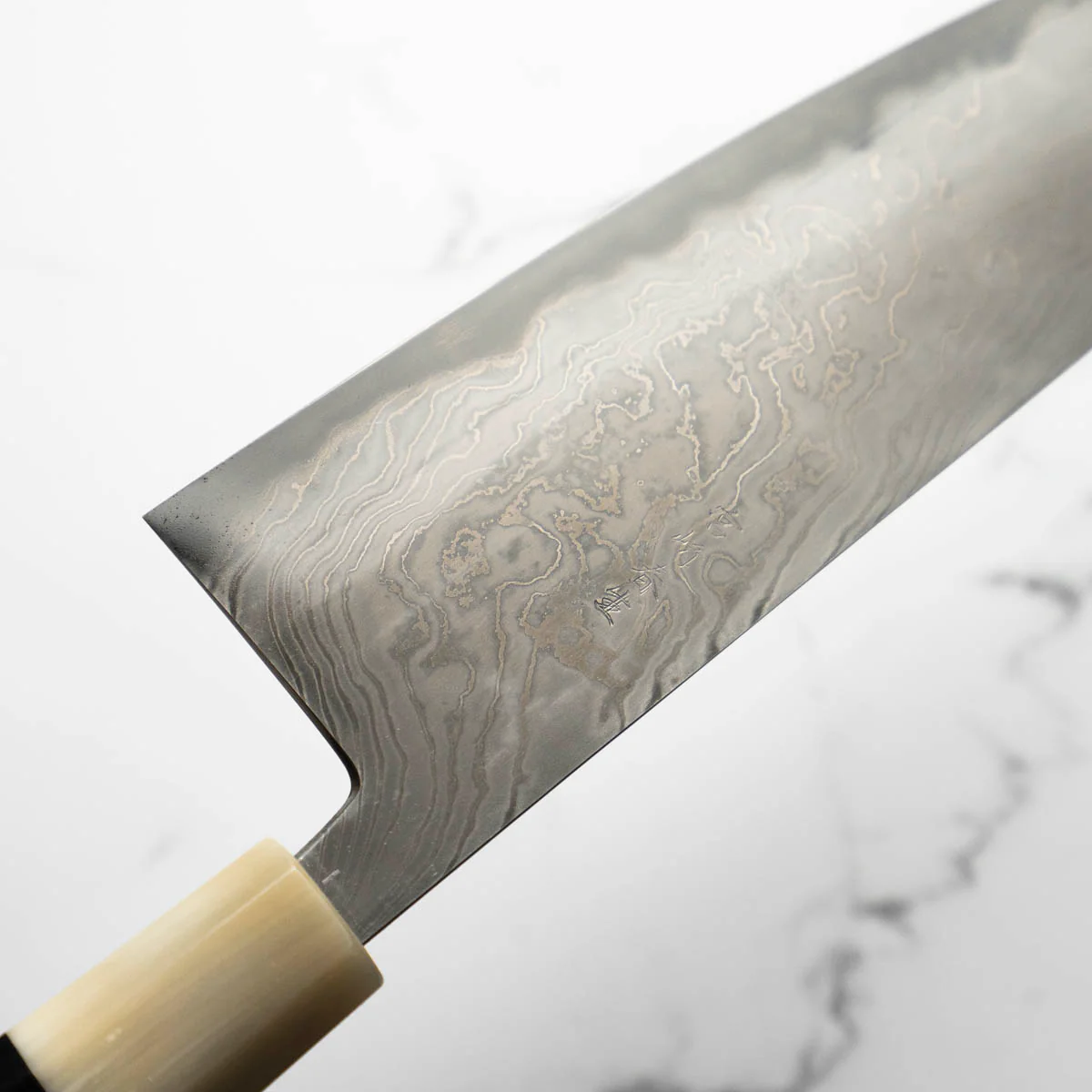 Miyazaki Kajiya Hineri Blue 2 Damascus Gyuto 210mm - Image 11