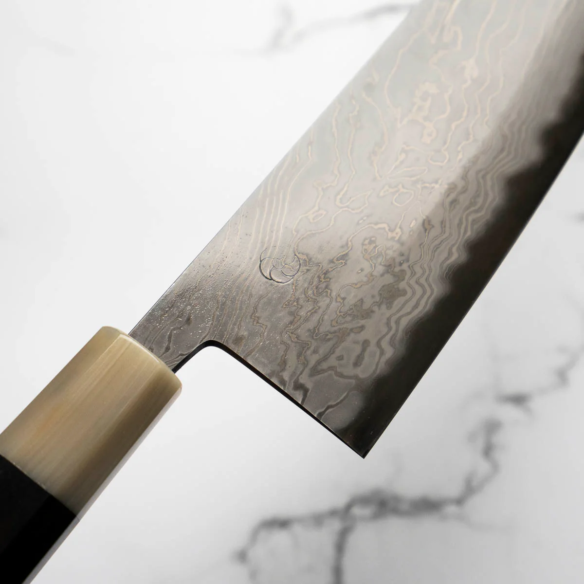 Miyazaki Kajiya Hineri Blue 2 Damascus Gyuto 210mm - Image 7