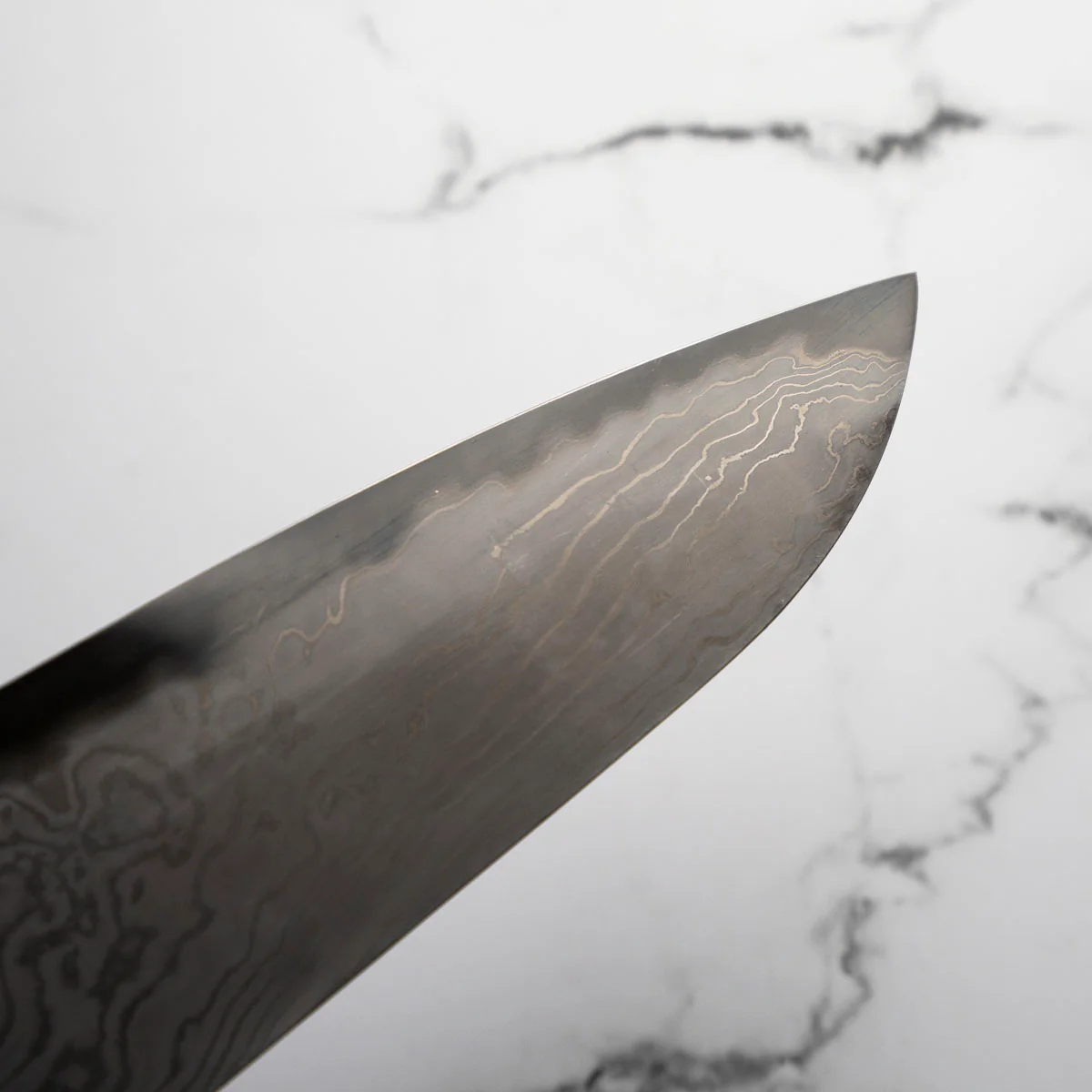 Miyazaki Kajiya Hineri Blue 2 Damascus Gyuto 210mm - Image 8