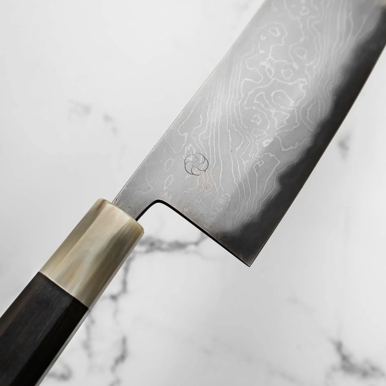 Miyazaki Hineri Blue 2 Damascus Tsubaki 180mm - Image 5