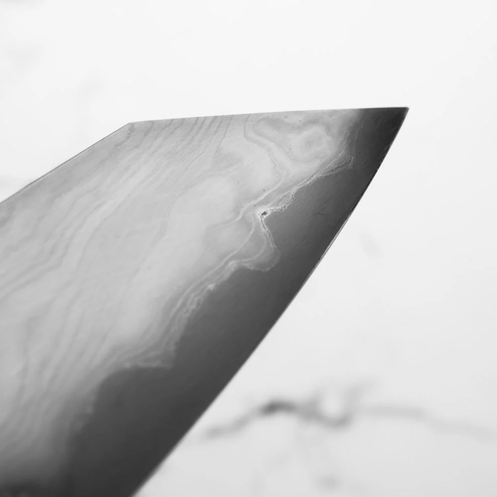 Miyazaki Kajiya Blue 2 Black Damascus Kiritsuke 210mm - Image 7
