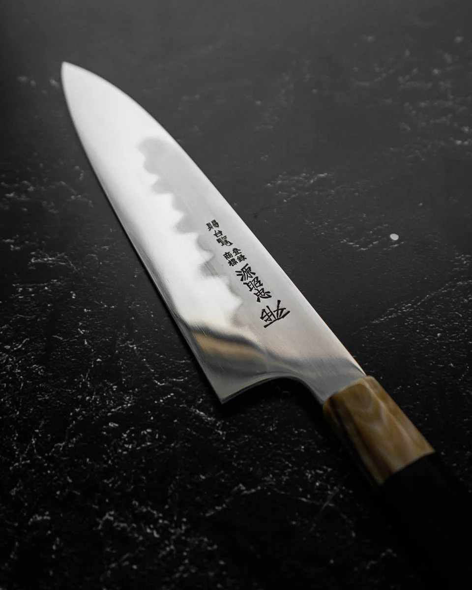 Mizuno Tanrenjo Honyaki DX Blue 2 Double Sided Mirror Ripple Gyuto 240mm - Image 6