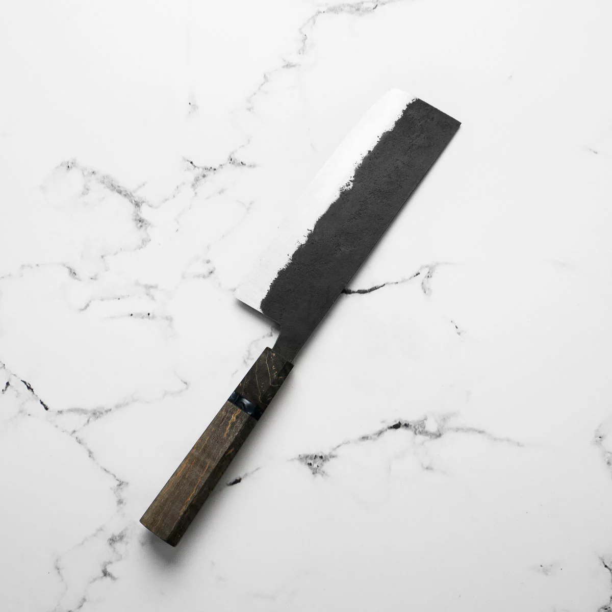 Morihei Hisamoto White 2 Kurouchi Nakiri 165mm - Dark Maple - Image 9