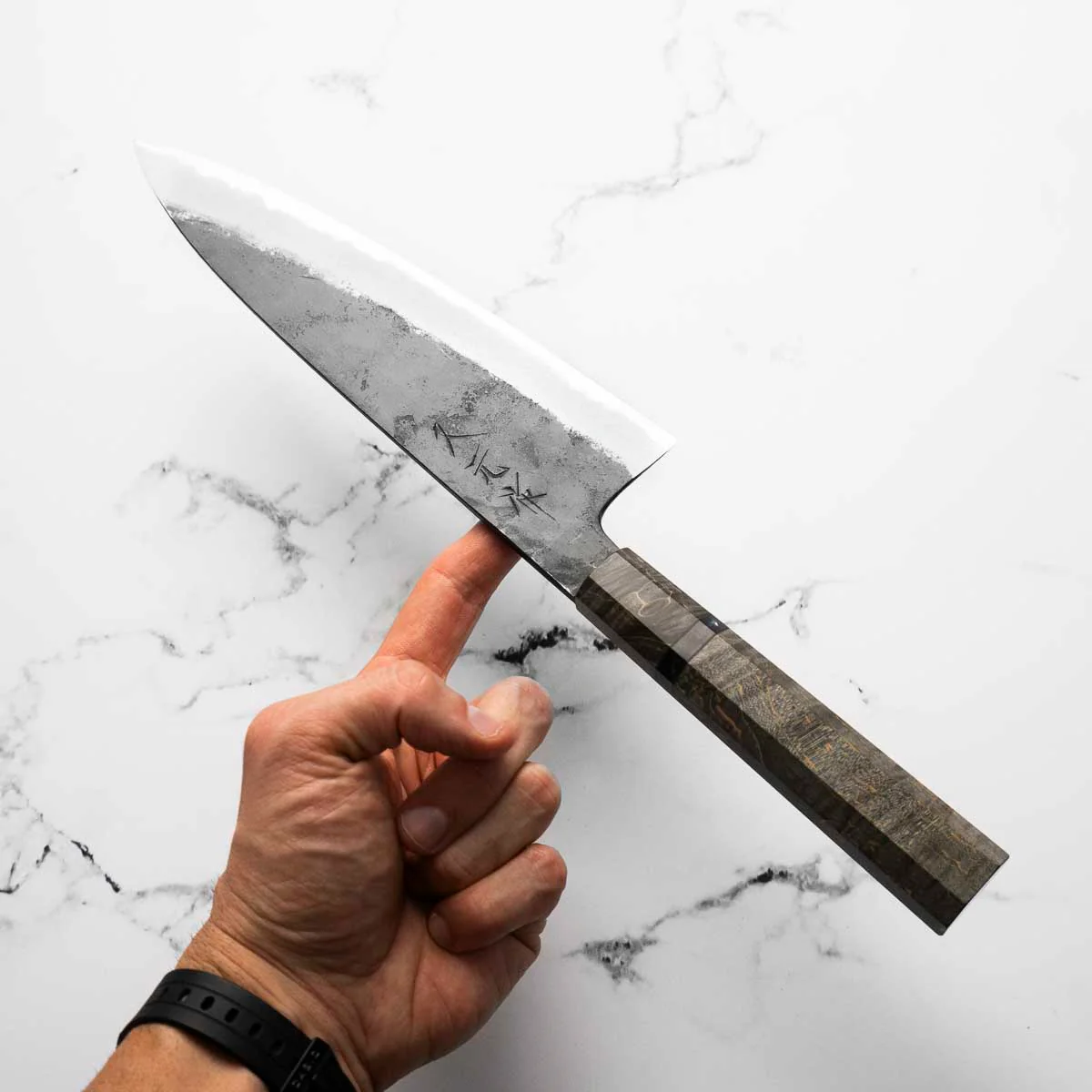 Morihei Hisamoto White 2 Kurouchi Extra Tall Gyuto 210mm - Dark Maple - Image 2