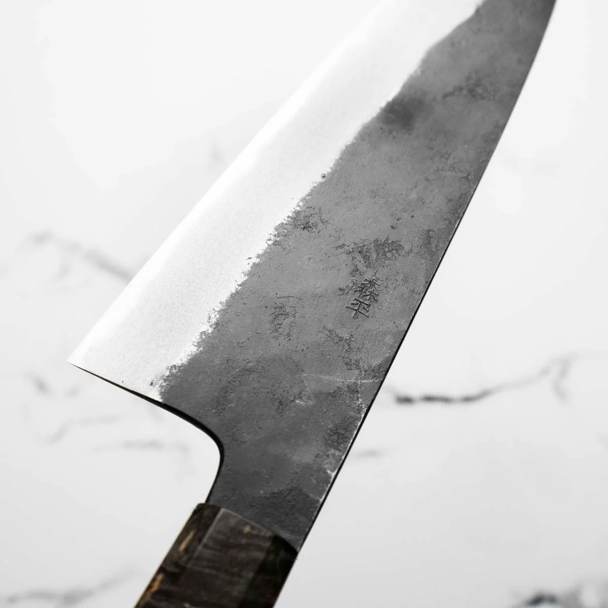Morihei Hisamoto White 2 Kurouchi Extra Tall Gyuto 210mm - Dark Maple - Image 5