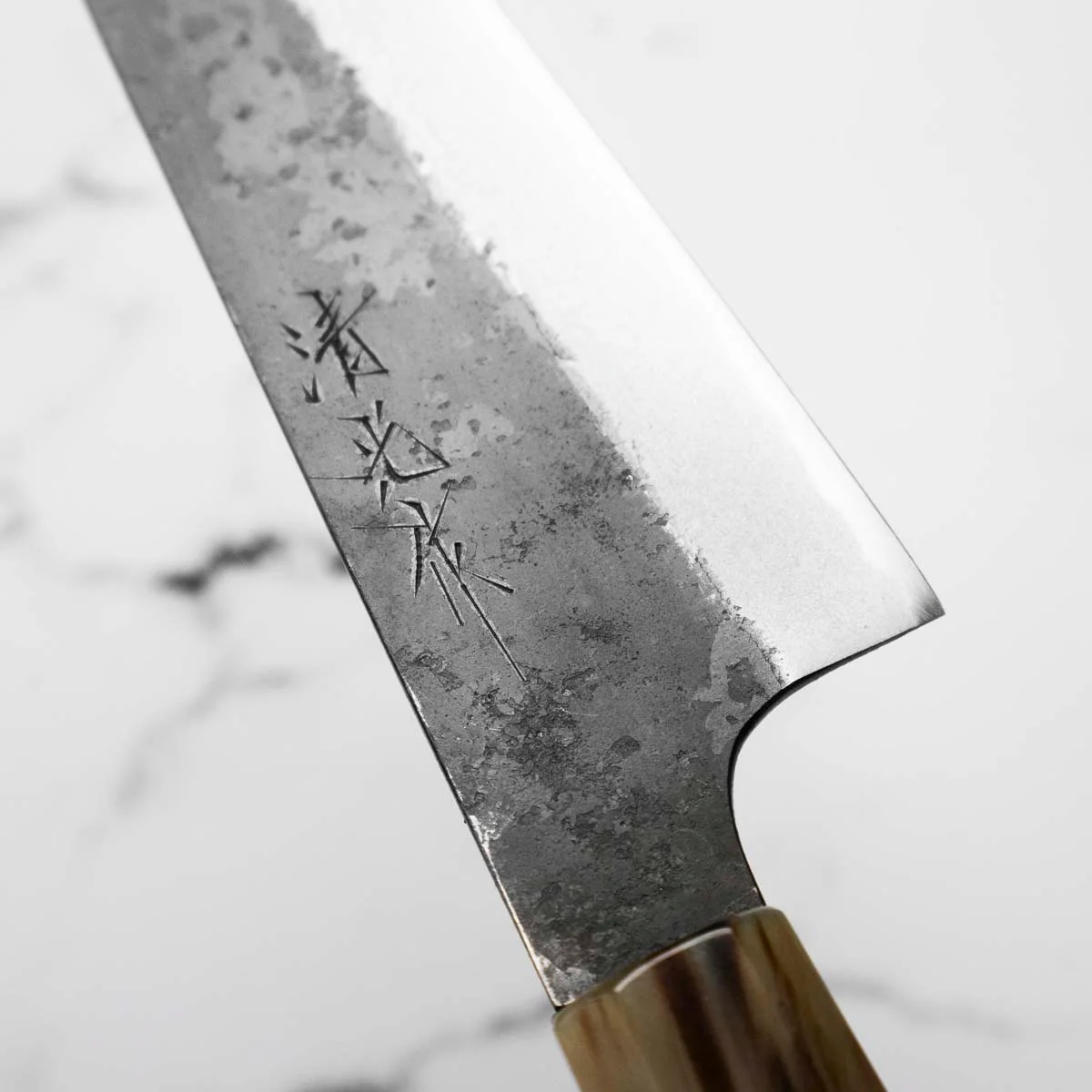 Morihei Kyomitsu Blue 2 Kurouchi Gyuto 210mm - Ebony & Blonde - Image 6