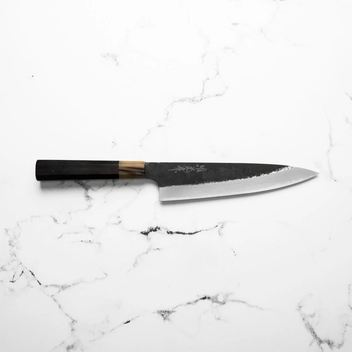 Morihei Kyomitsu Blue 2 Kurouchi Gyuto 210mm - Ebony & Blonde - Image 7