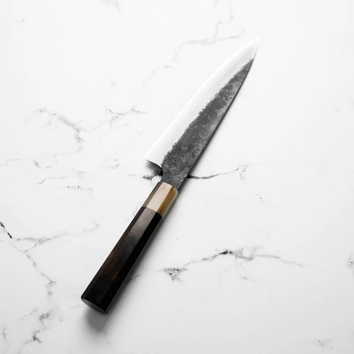 Morihei Kyomitsu Blue 2 Kurouchi Gyuto 210mm - Ebony & Blonde - Image 9