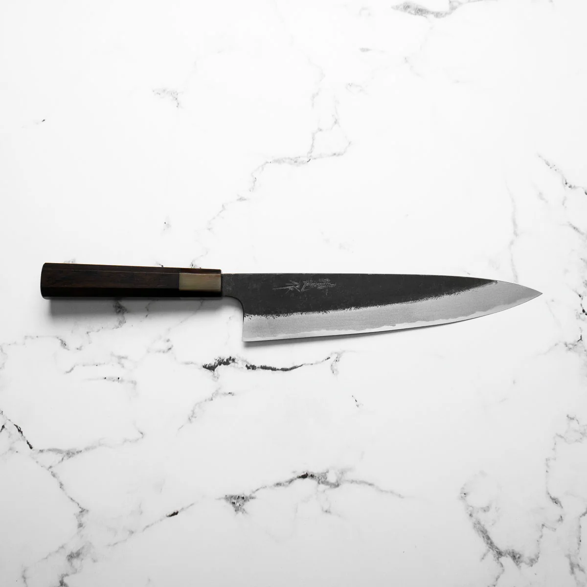 Morihei Kyomitsu Blue 2 Kurouchi Gyuto 240mm - Ebony & Blonde - Image 2