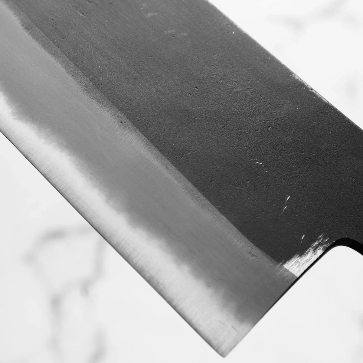 Mutsumi Hinoura Ajikataya White 2 Gyuto 210mm - Ebony / Black Horn - Image 7