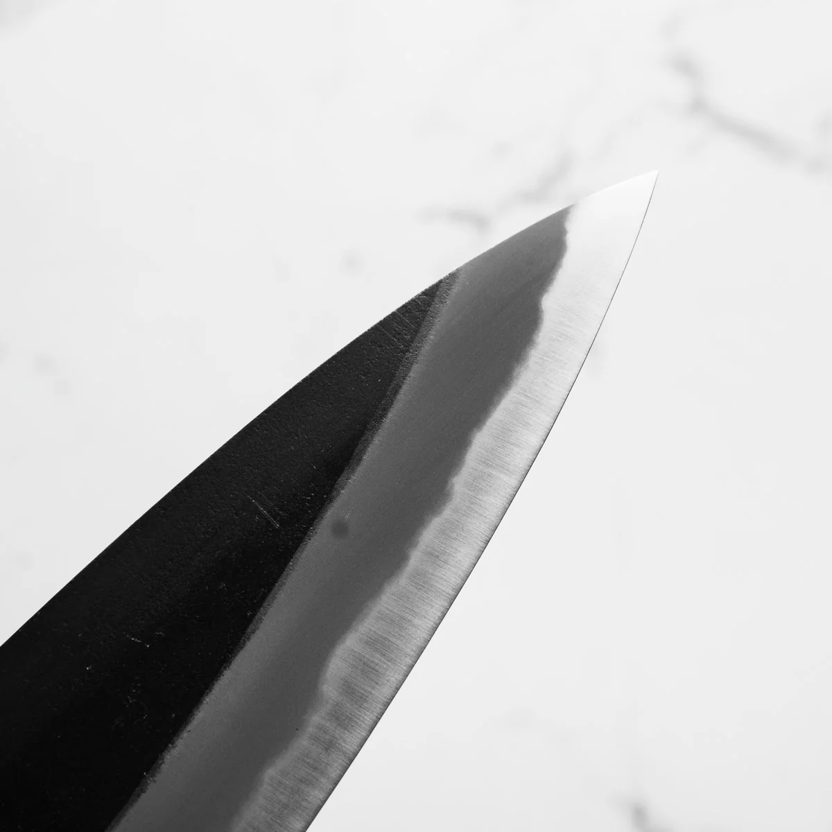 Mutsumi Hinoura Ajikataya White 2 Gyuto 210mm - Ebony / Black Horn - Image 8