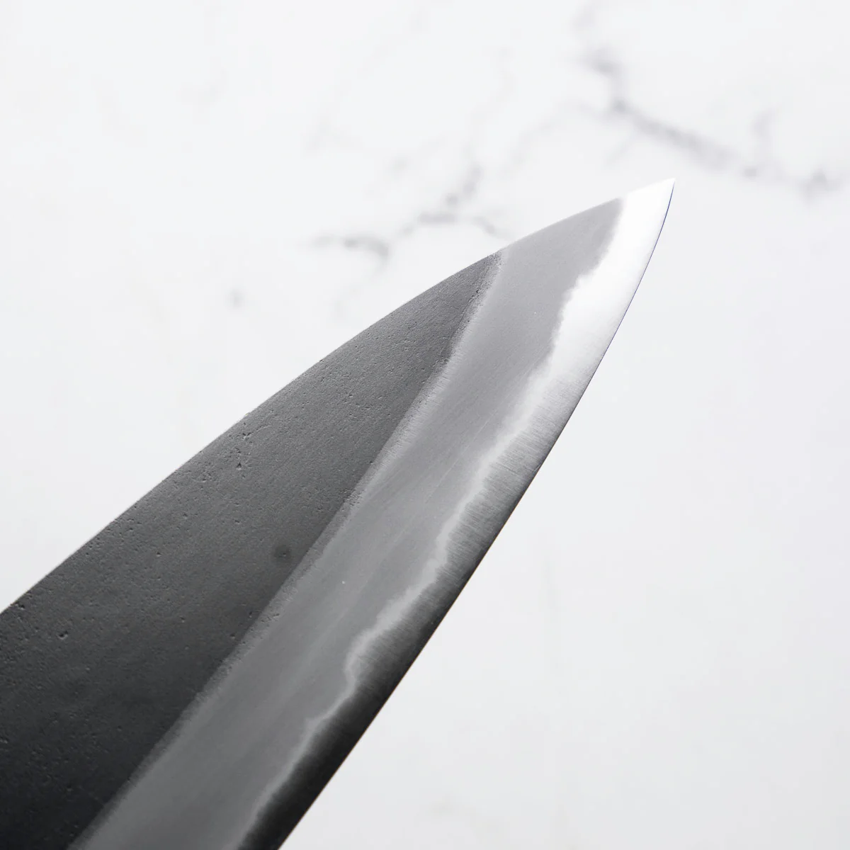 Mutsumi Hinoura Ajikataya White 2 Gyuto 210mm - Ebony w/ Ebony Ferrule (White Ring) - Image 6