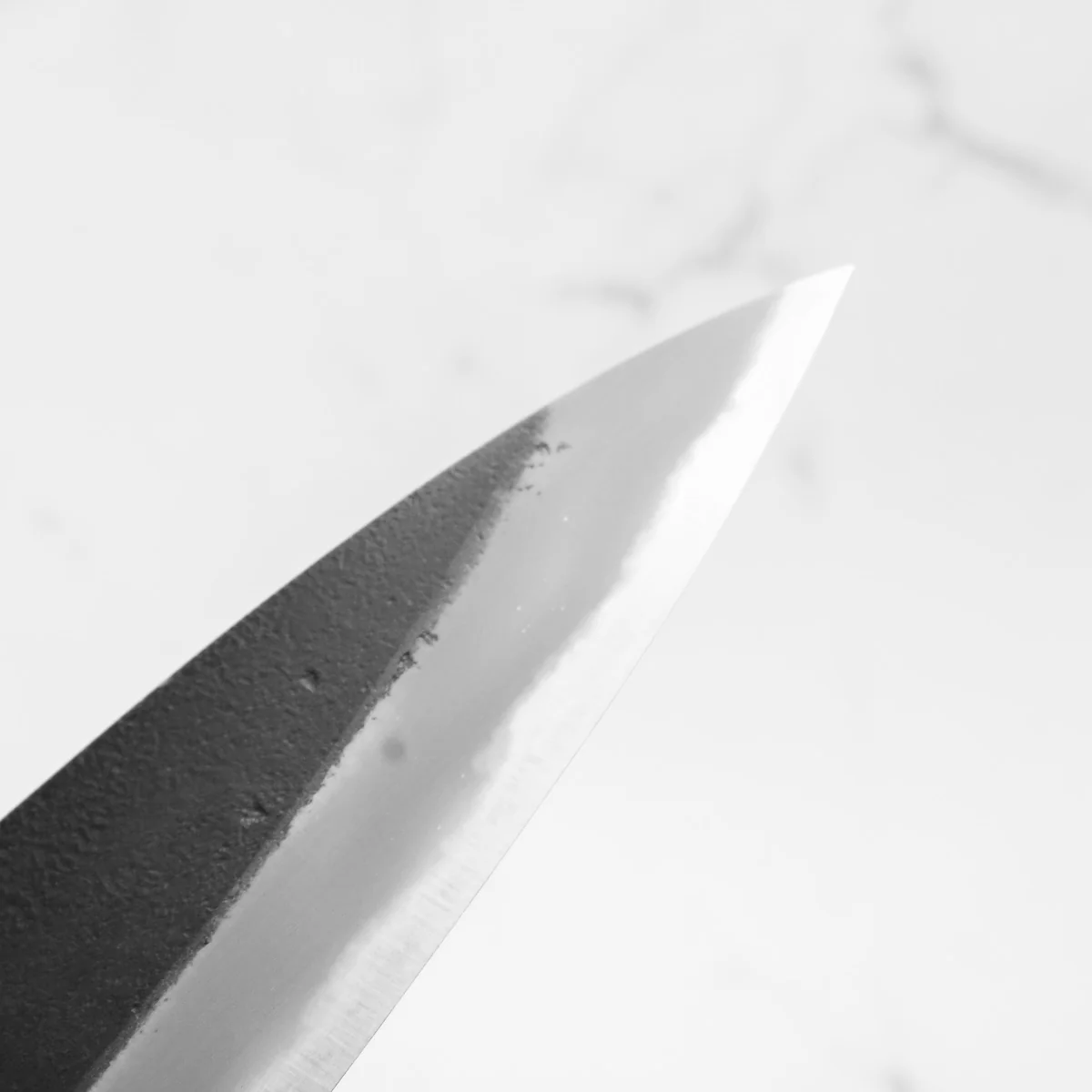 Mutsumi Hinoura Ajikataya White 2 Gyuto 210mm - Ebony & Double Black Horn Triple Ring - Image 8