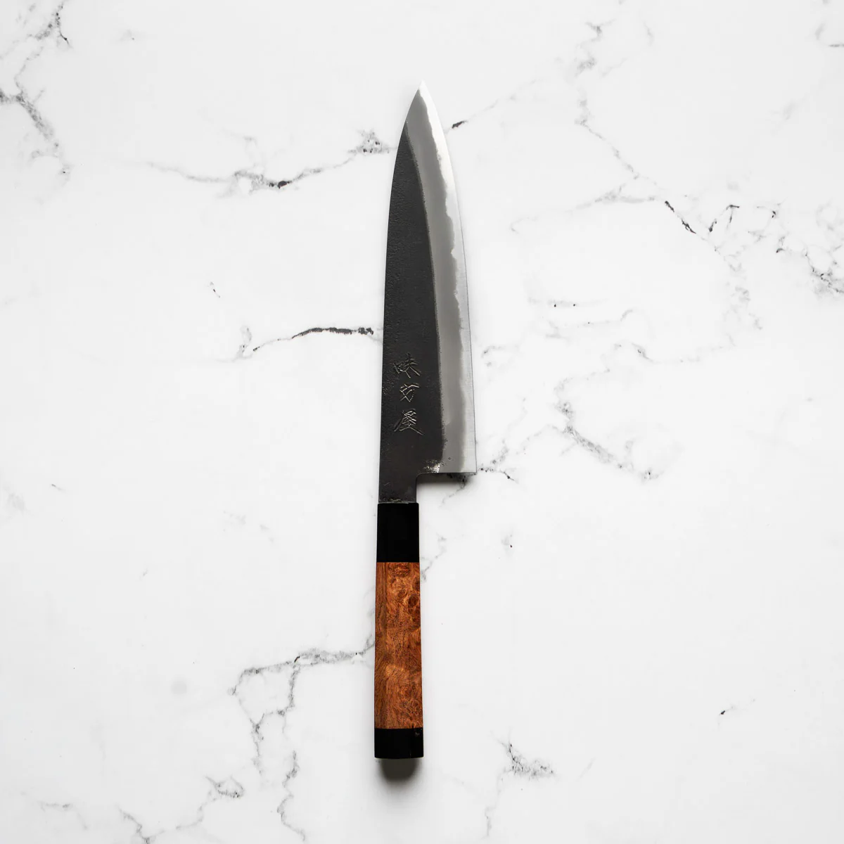 Mutsumi Hinoura Ajikataya White 2 Gyuto 210mm - Quince & Double Black Horn - Image 4