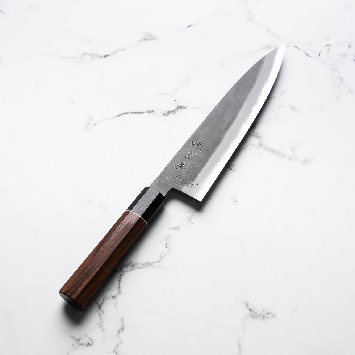 Mutsumi Hinoura Ajikataya White 2 Gyuto 210mm - Rosewood / Ebony Ferrule (White Ring) - Image 2