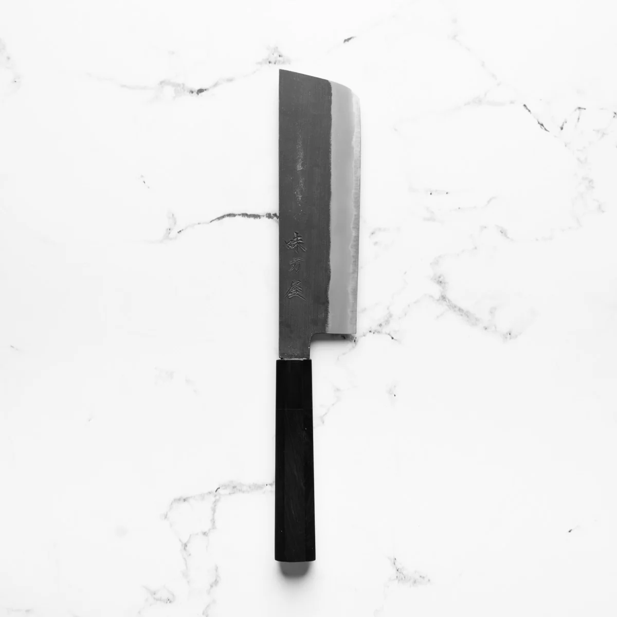 Mutsumi Hinoura Ajikataya White 2 Nakiri 165mm - Ebony / Black Horn - Image 3