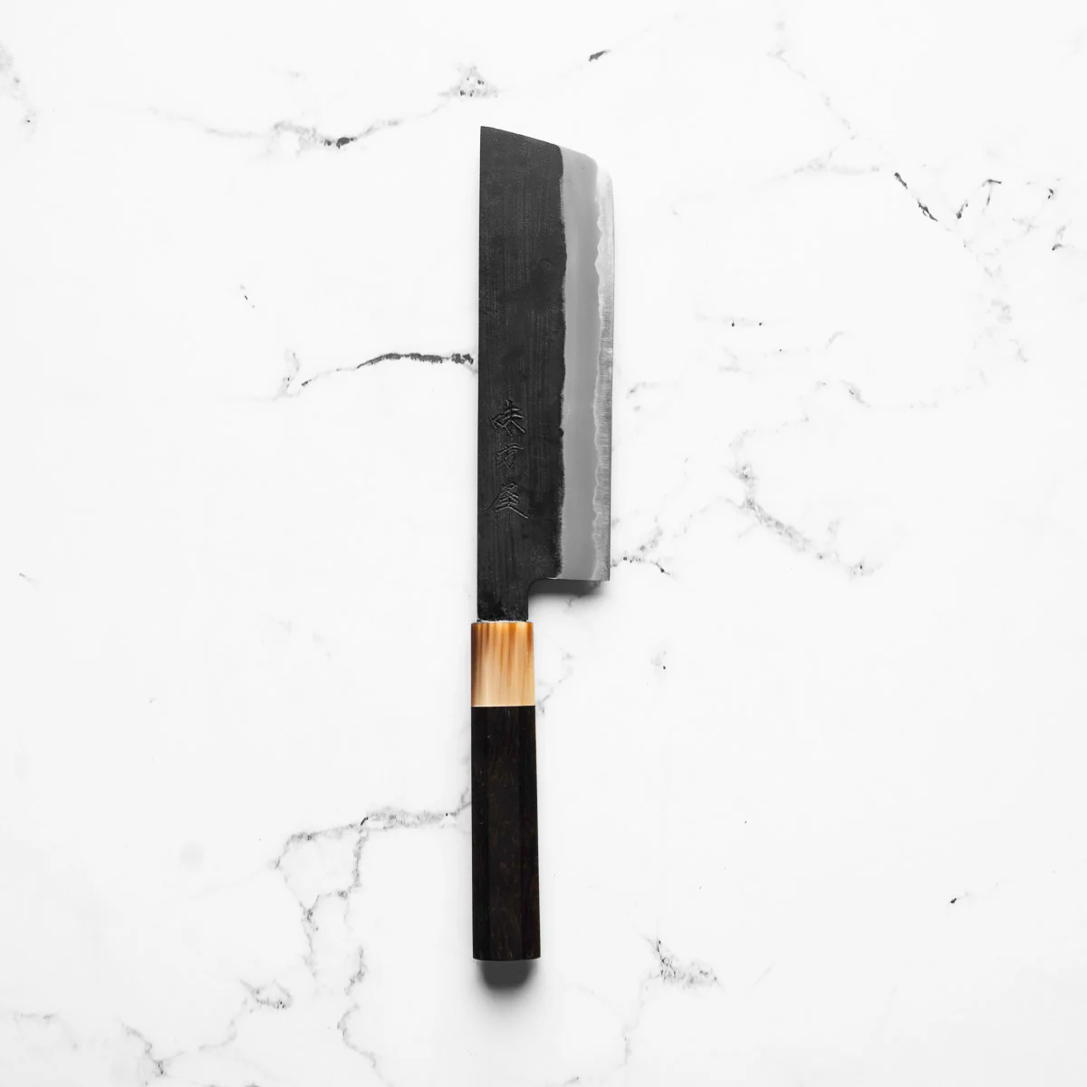 Mutsumi Hinoura Ajikataya White 2 Nakiri 165mm - Ebony / White Horn - Image 3