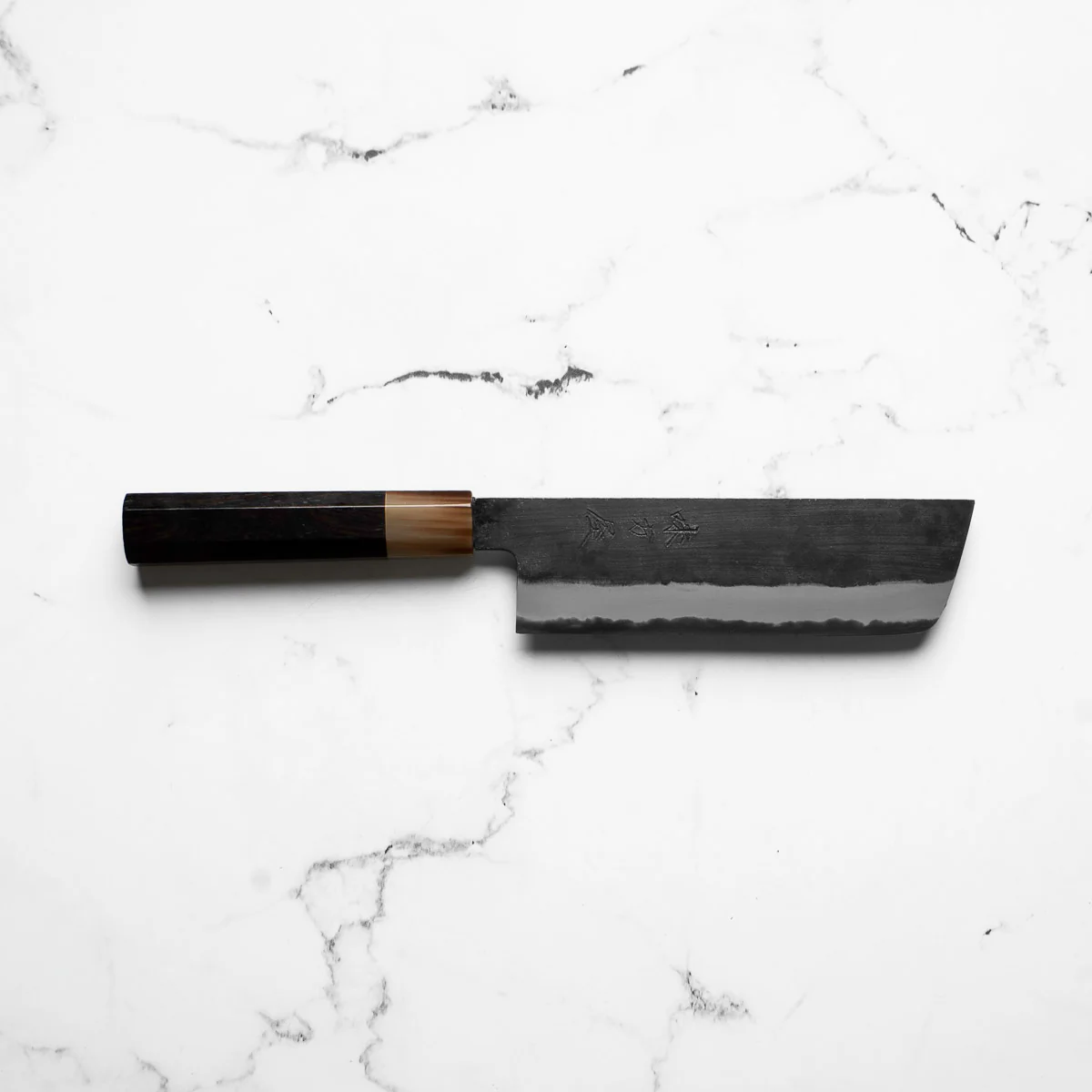 Mutsumi Hinoura Ajikataya White 2 Nakiri 165mm - Ebony / White Horn - Image 4