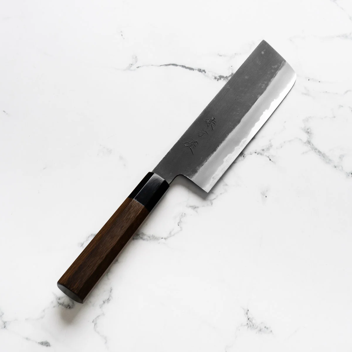 Mutsumi Hinoura Ajikataya White 2 Nakiri 165mm - Rosewood w/ Black Horn - Image 2