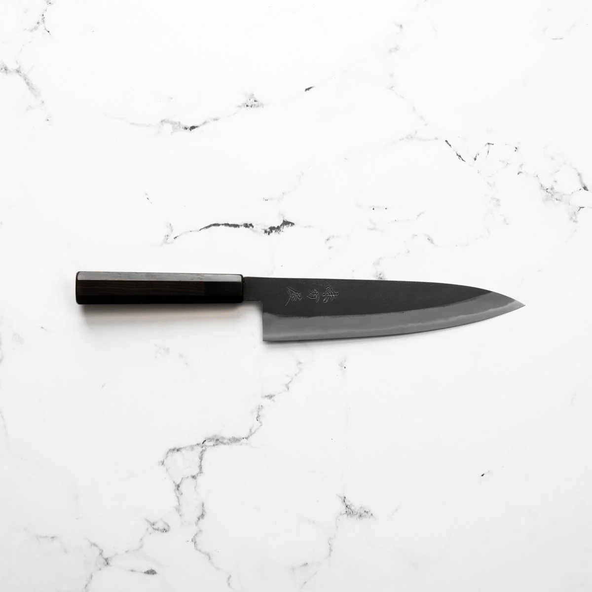 Mutsumi Hinoura Ajikataya White 2 Gyuto 210mm - Ebony & Black Horn - Image 4