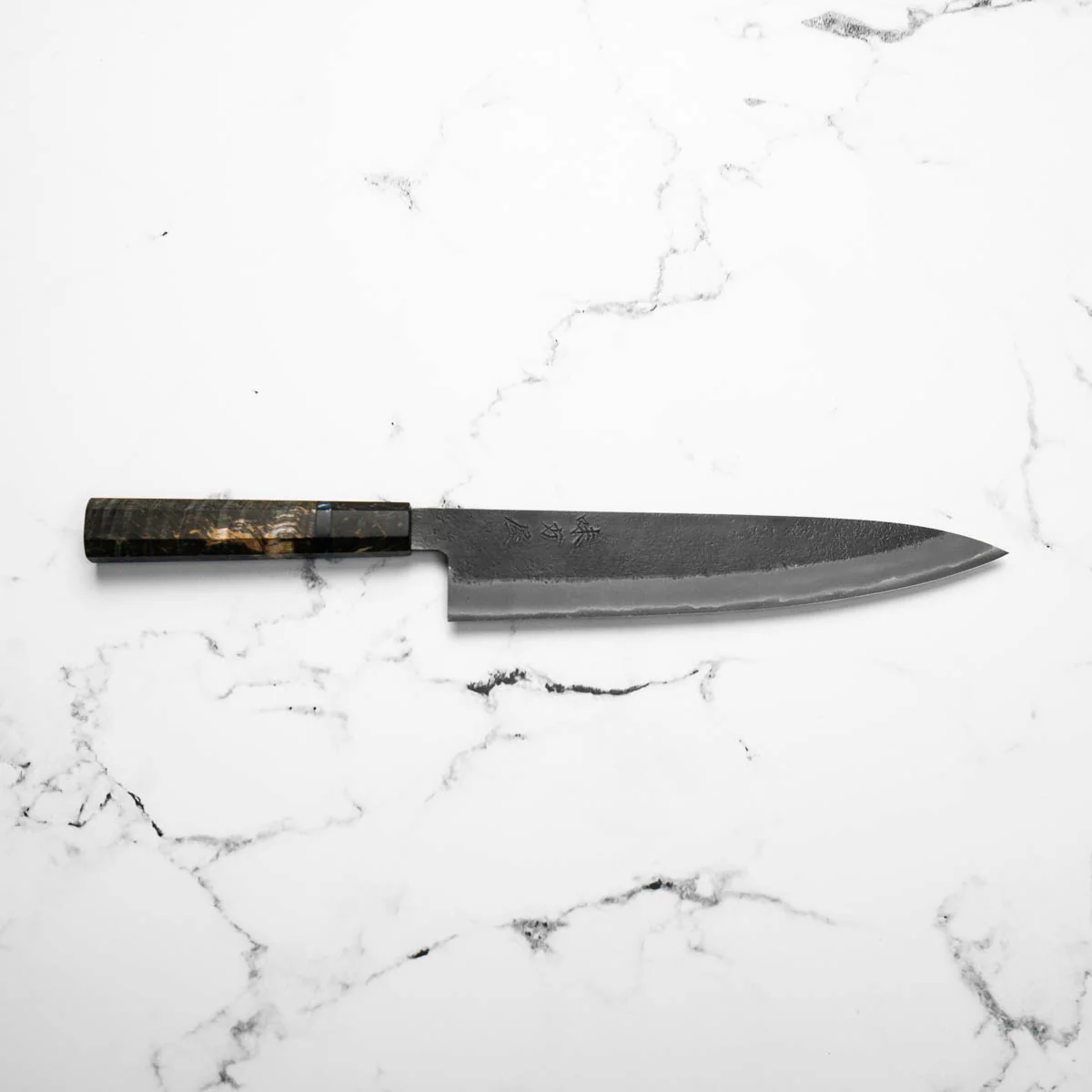 Mutsumi Hinoura Ajikataya White 2 SS Clad Gyuto 240mm - Dark Maple - Image 3