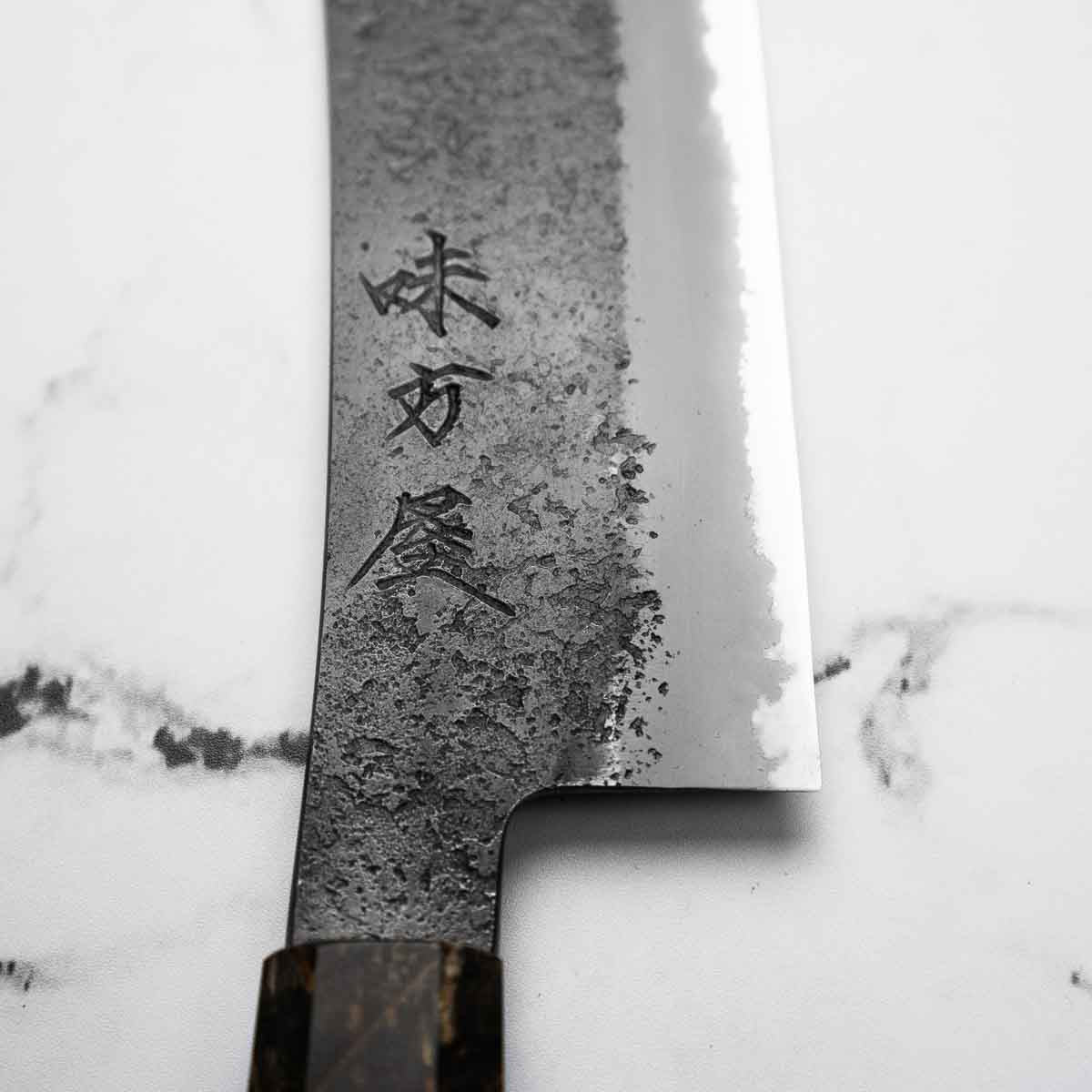 Mutsumi Hinoura Ajikataya White 2 SS Clad Hakata 180mm - Dark Maple - Image 5