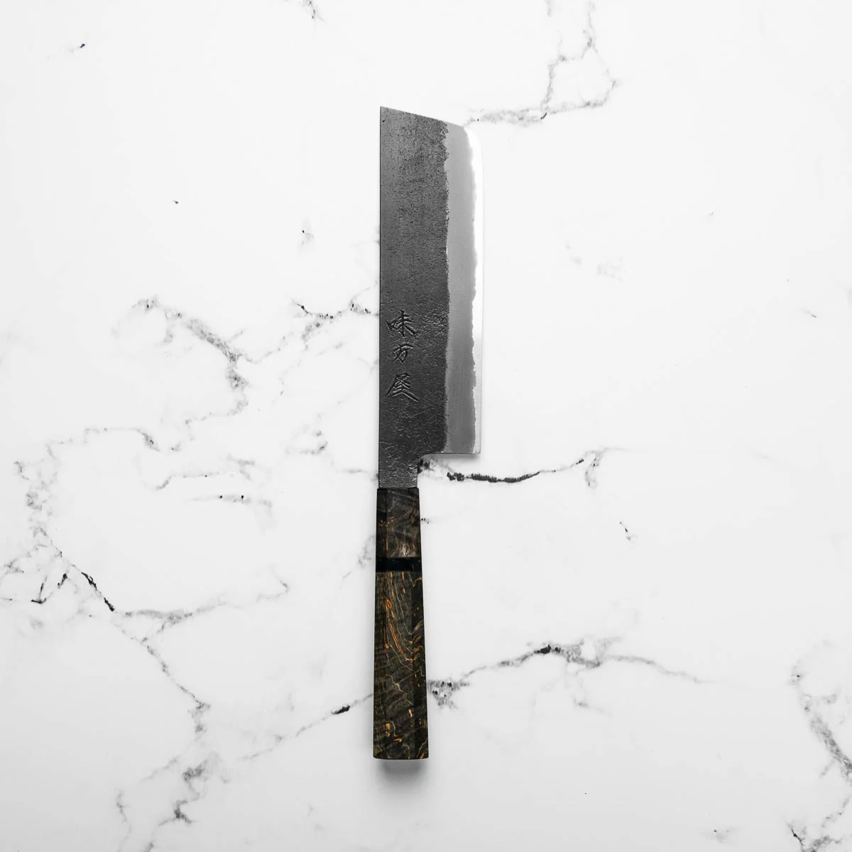 Mutsumi Hinoura Ajikataya White 2 SS Clad Nakiri 165mm - Dark Maple - Image 3