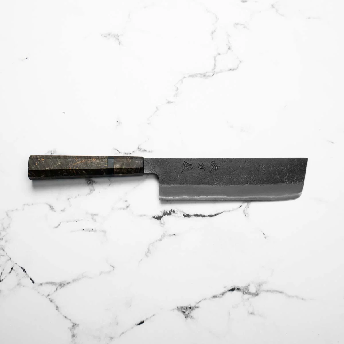Mutsumi Hinoura Ajikataya White 2 SS Clad Nakiri 165mm - Dark Maple - Image 4
