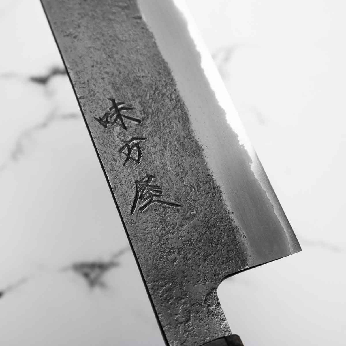 Mutsumi Hinoura Ajikataya White 2 SS Clad Nakiri 165mm - Dark Maple - Image 5