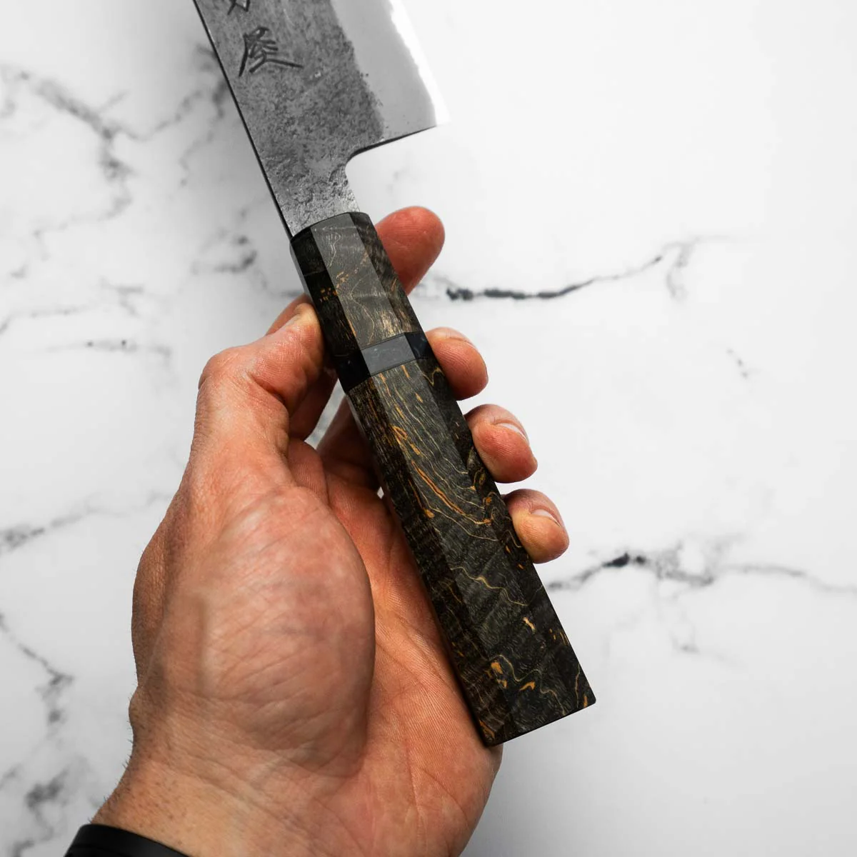 Mutsumi Hinoura Ajikataya White 2 SS Clad Nakiri 165mm - Dark Maple - Image 8