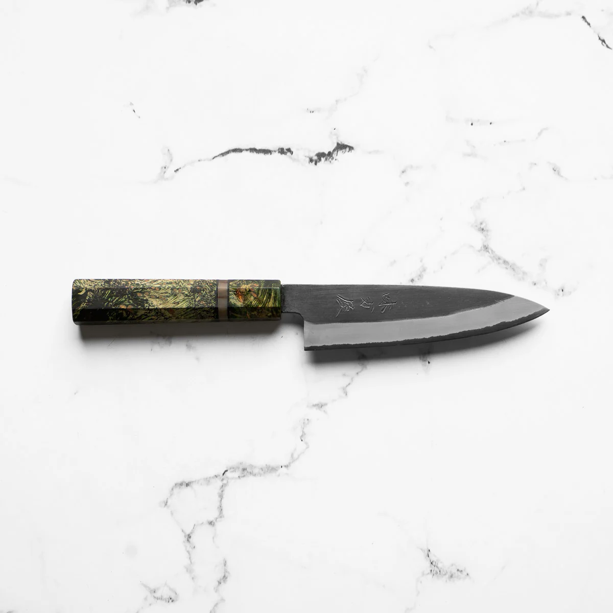 Mutsumi Hinoura Ajikataya White 2 SS Clad Petty 135mm - Resin (Green) - Image 4