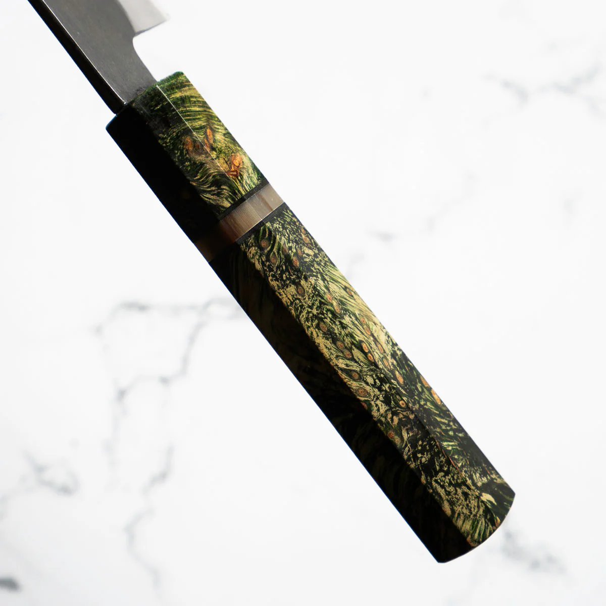 Mutsumi Hinoura Ajikataya White 2 SS Clad Petty 135mm - Resin (Green) - Image 5