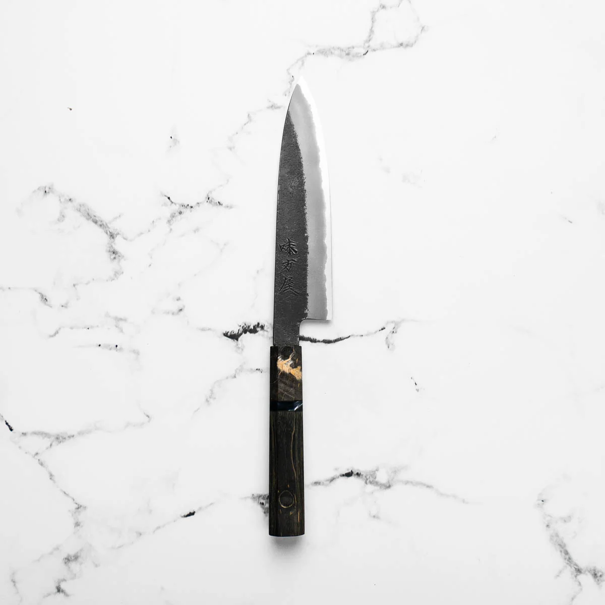 Mutsumi Hinoura Ajikataya White 2 SS Clad Petty 150mm - Dark Maple - Image 3